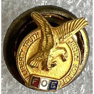 Vintage 50s FOE Lapel Pin Fraternal Order of Eagles Bastian Bros Screw Back